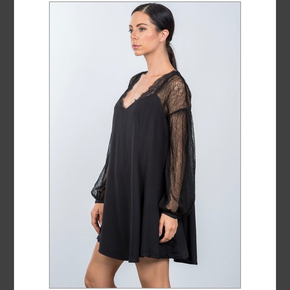 ♥️SALE♥️NWT Mustard Seed Black Lacy Dress - Picture 2 of 11